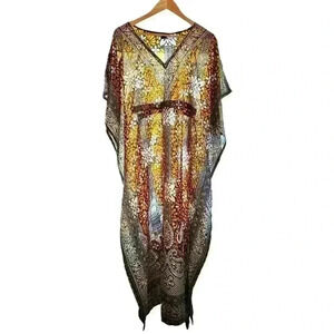 ANA ROSE Beach Long Maxi Dress Light Kimono Kaftan Cover Up (see measurements)